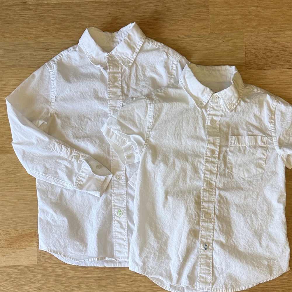 2 Pack- White Short-Sleeve and Long-Sleeve Button-Down Shirt for Kids